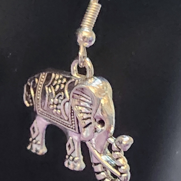 Ornate Silver Elephant Earrings Indian Elephant Earrings NWT - Picture 5 of 10